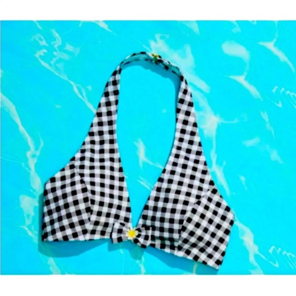 Black and White Checkered Bikini Top - Picture 4 of 7